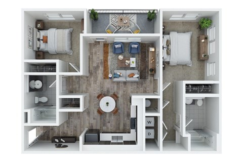 Union at Pacific Highway Apartments in Corvallis, Oregon 2x2 A Floor Plan